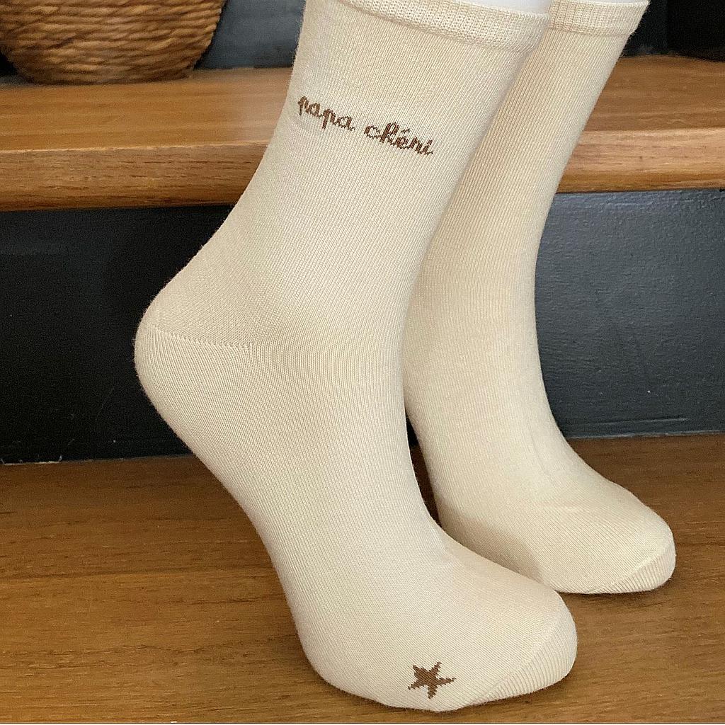 Chaussettes  "Papa chéri" Beige et chocolat