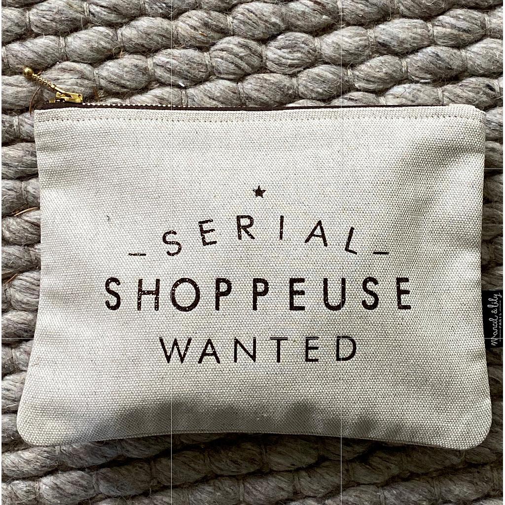 Trousse en lin-coton " SERIAL SHOPPEUSE "