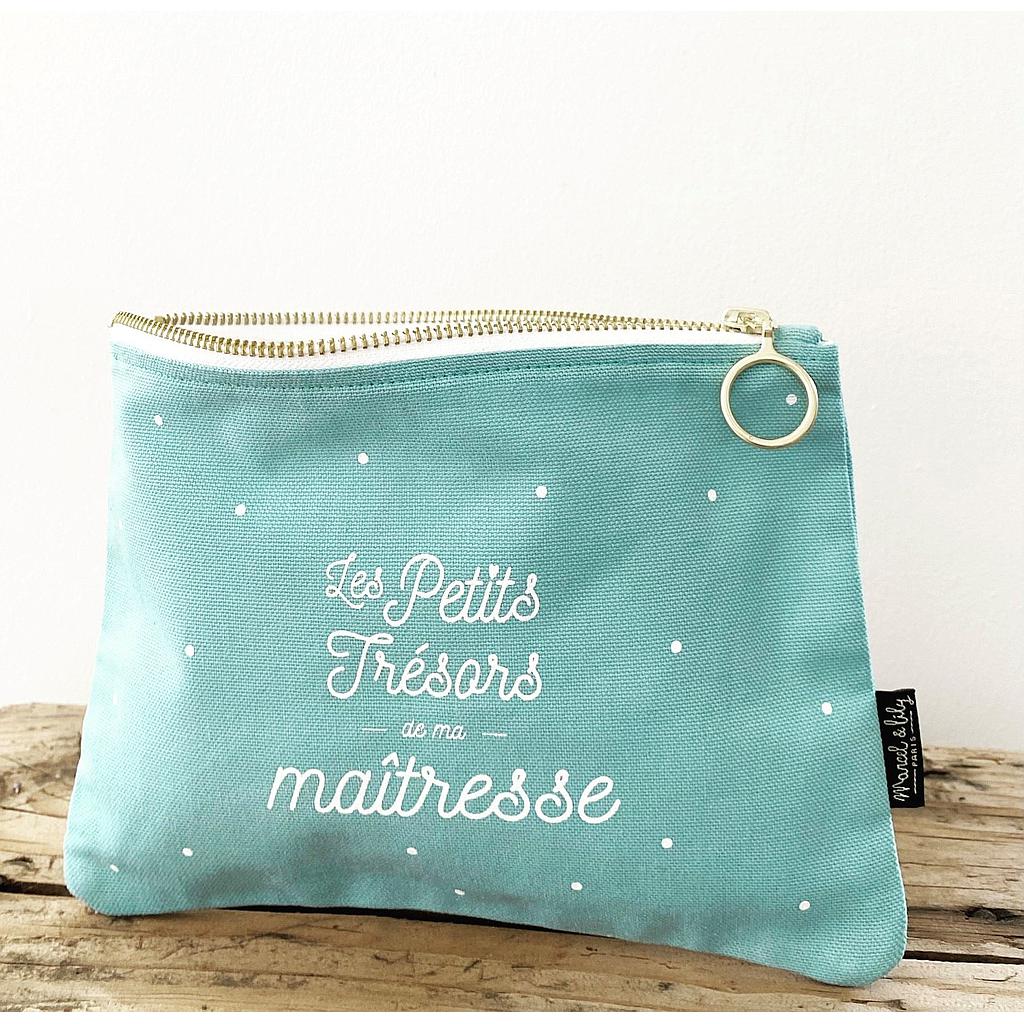 Trousse turquoise "Les petits trésors de ma maîtresse"