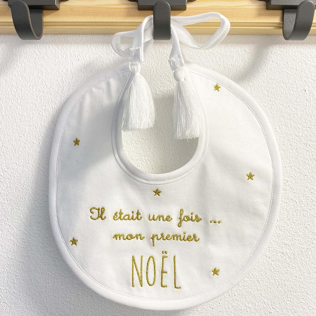 Bavoir rond à pompons "Mon premier Noel" Série Limitée