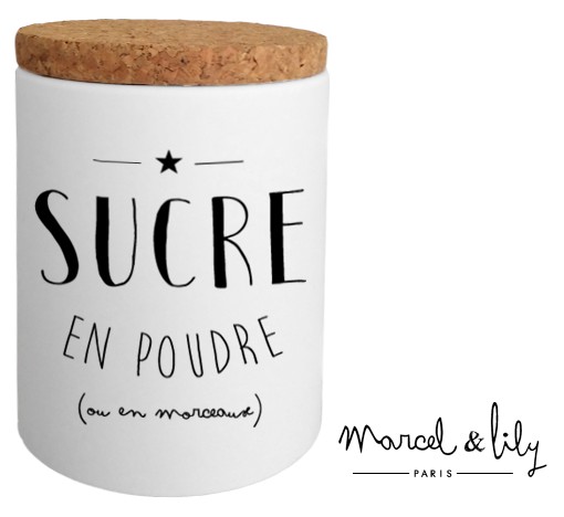 Pot avec son couvercle en liège "Sucre en poudre"