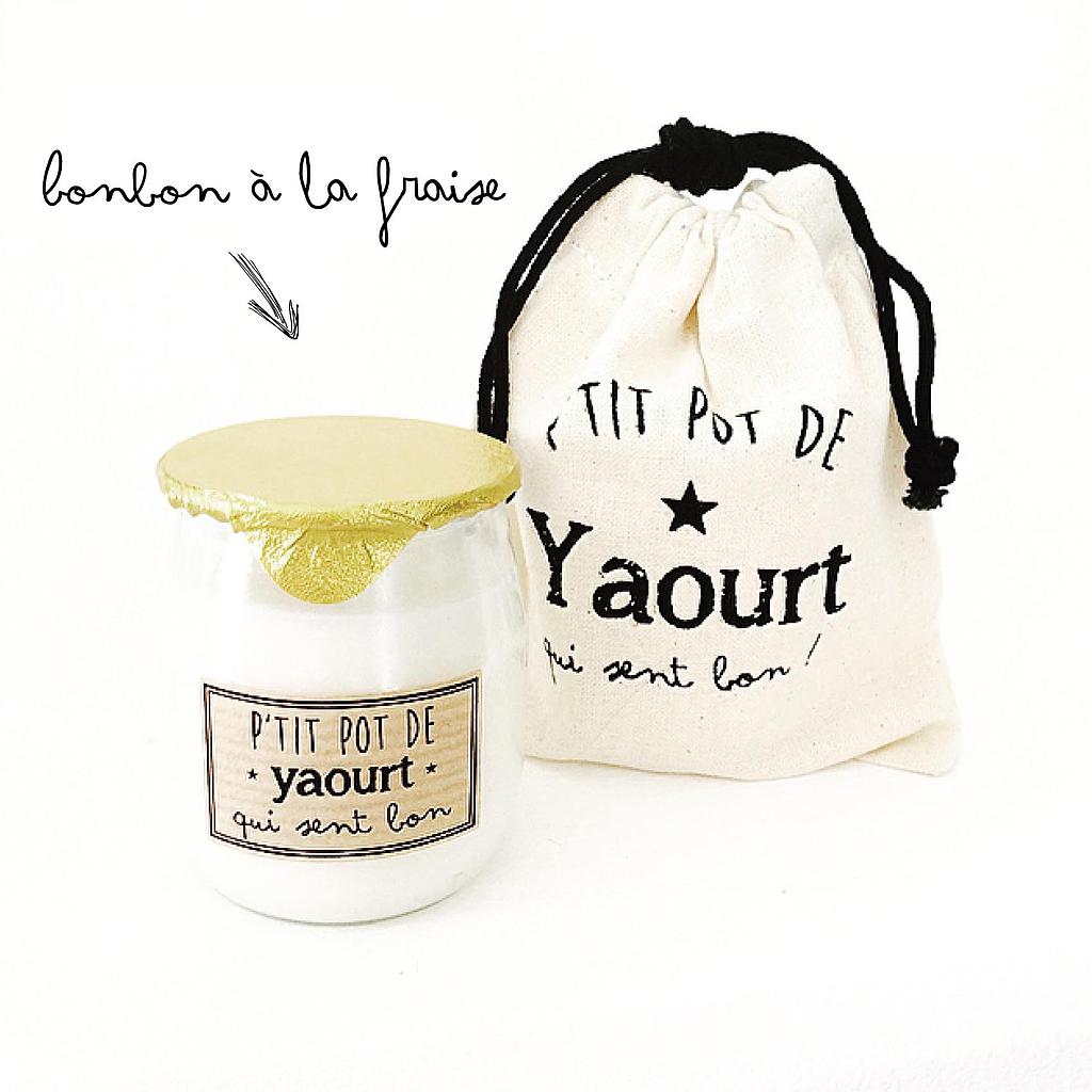 Bougie P'tit pot de yaourt  - Bonbon à la fraise ( Série Limitée)