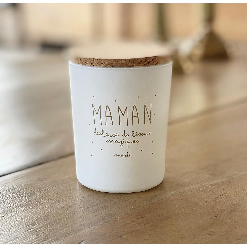 Bougie  "Maman dealeuse de bisous magiques" -Caramel au beurre salé