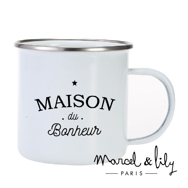 Tasse émaillée "Maison du bonheur"