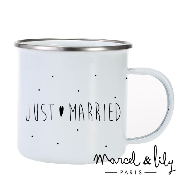 Tasse émaillée "Just Married"