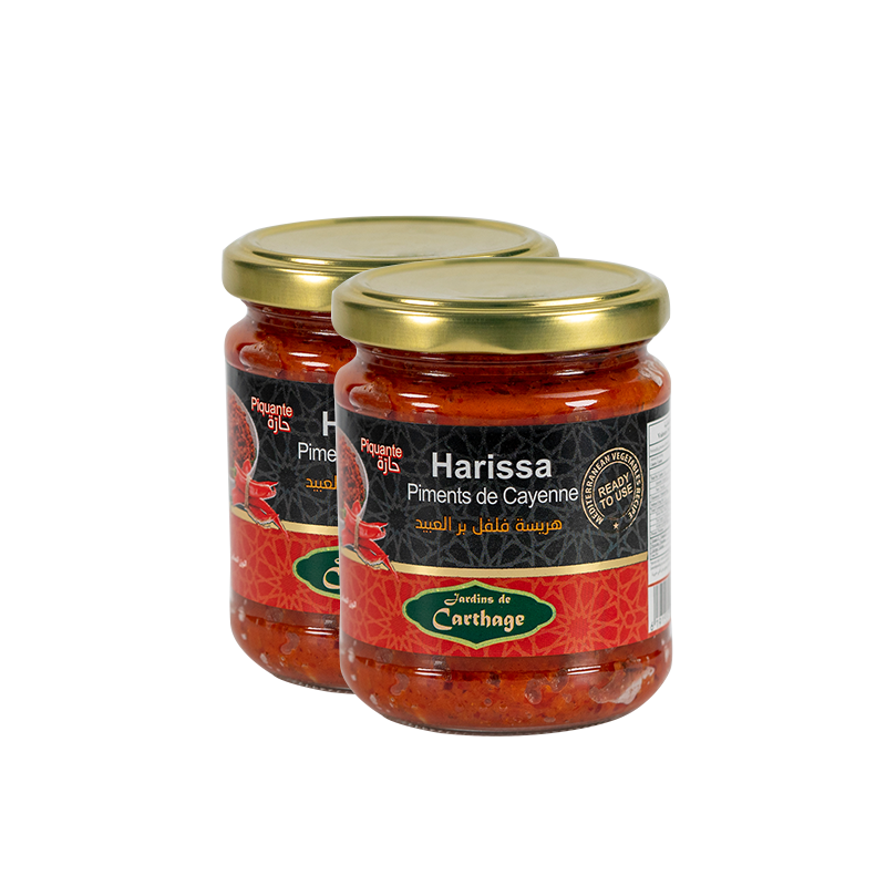 Harissa piment de Cayenne 2 x 200 gr  (Jardins de Carthage)