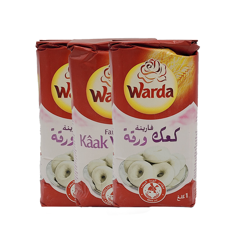 3 paquets Farine kâak 1 kg (Warda)