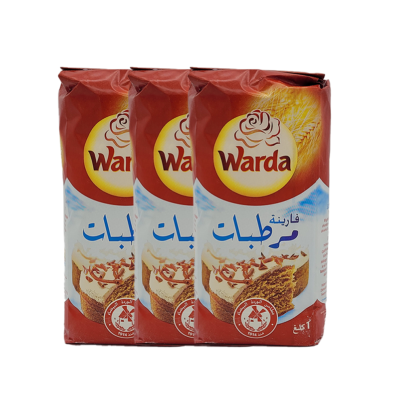 3 paquets Farine pâtissière 1 kg (Warda)