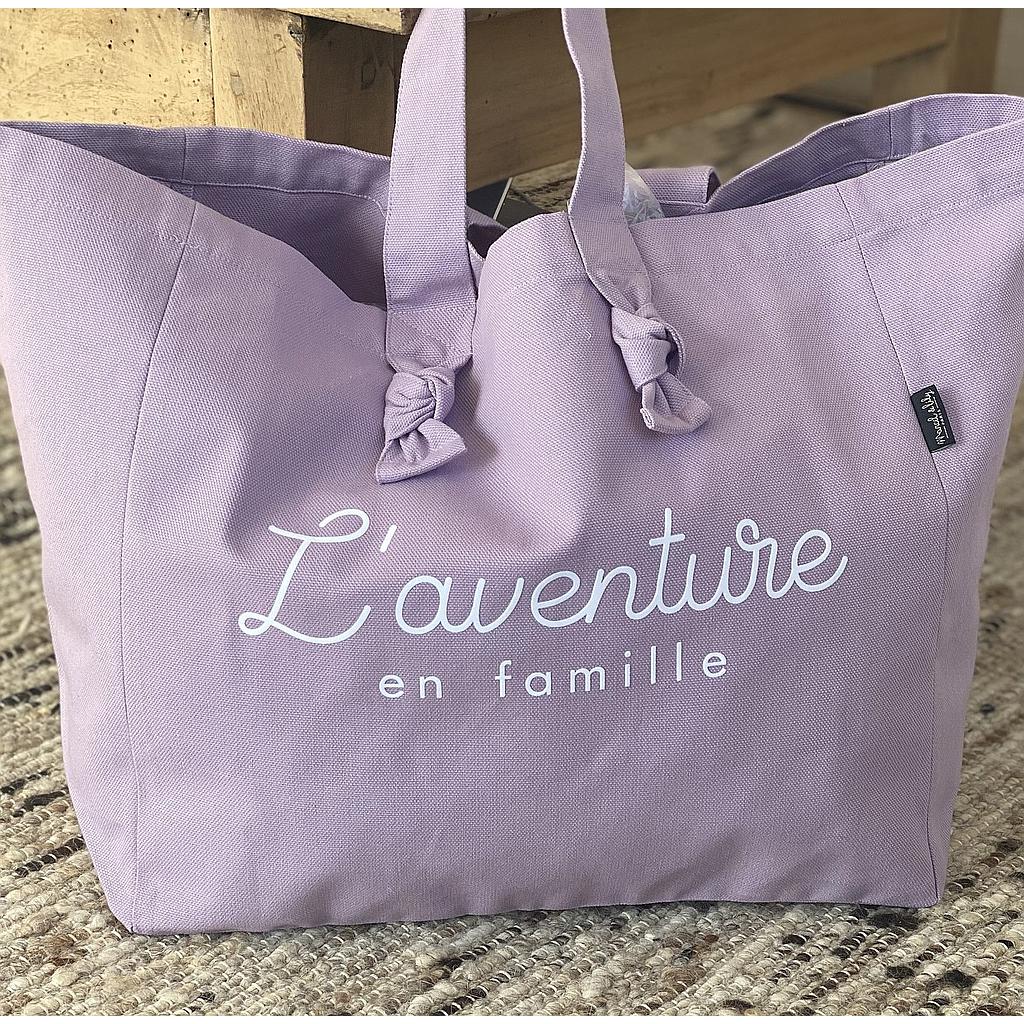 Cabas Lily Lilas  " L'aventure  en famille"