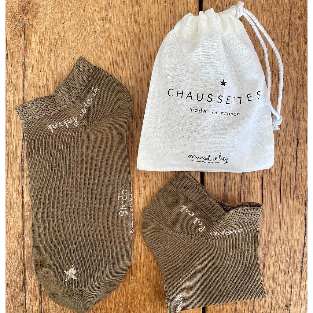 Socquettes  " Papy adoré " brun