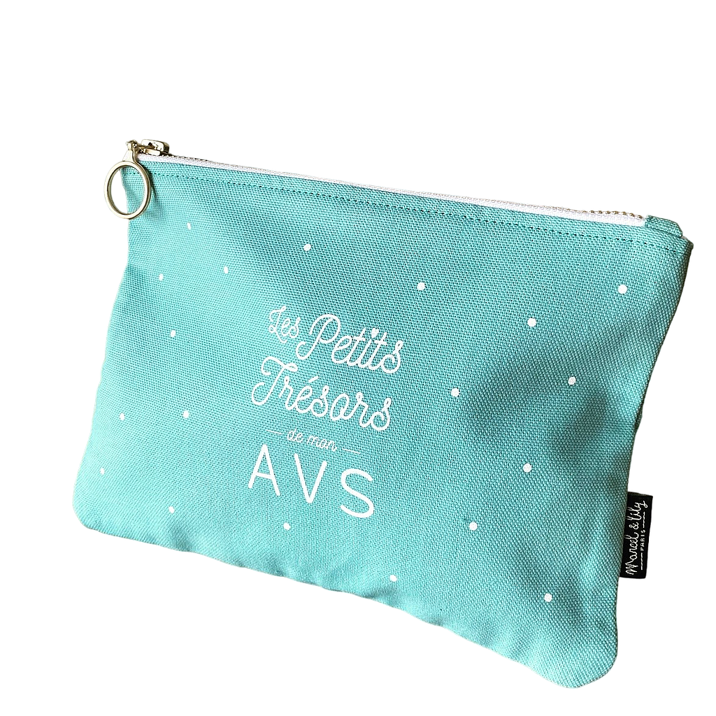 Trousse turquoise "Les petits trésors de mon AVS"