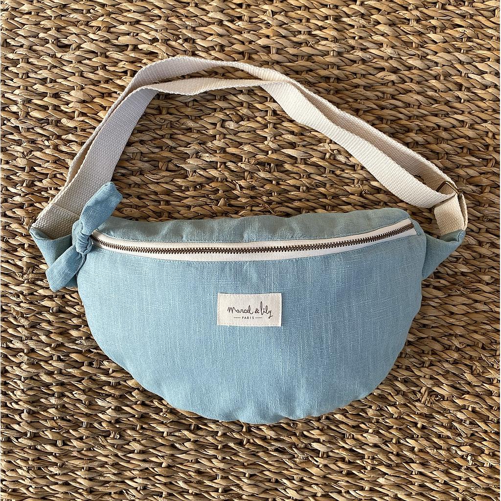 Sac Banane 100% lin -bleu nile