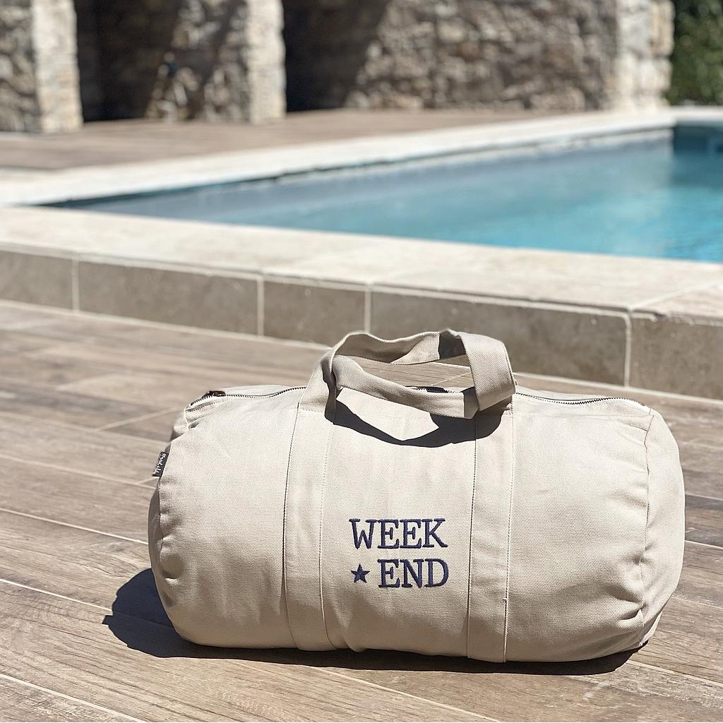 Sac Polochon homme brodé- Mastic- Week End