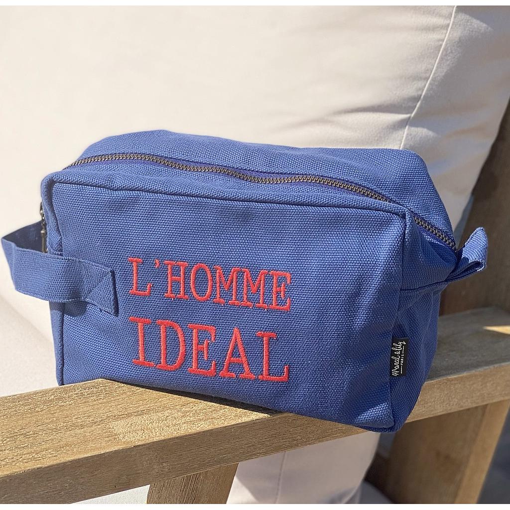 Trousse de toilette  Marine - brodée " L'Homme Idéal "
