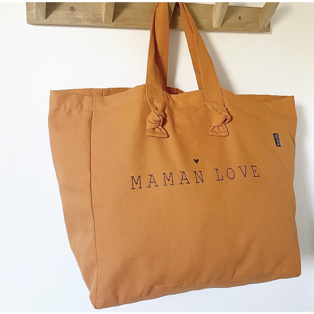 Cabas Lily Orange Confite " Maman Love"