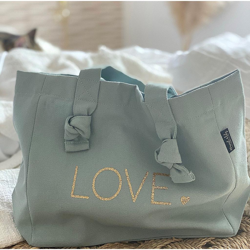 Mini Cabas Lily bleu caraïbe "LOVE"