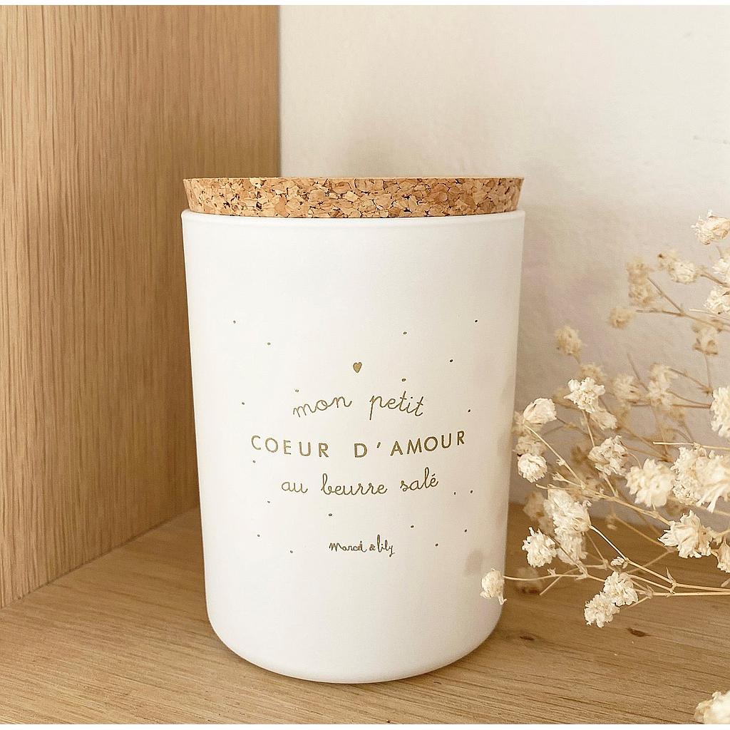 Bougie  "Mon petit coeur d'amour" - caramel beurre salé