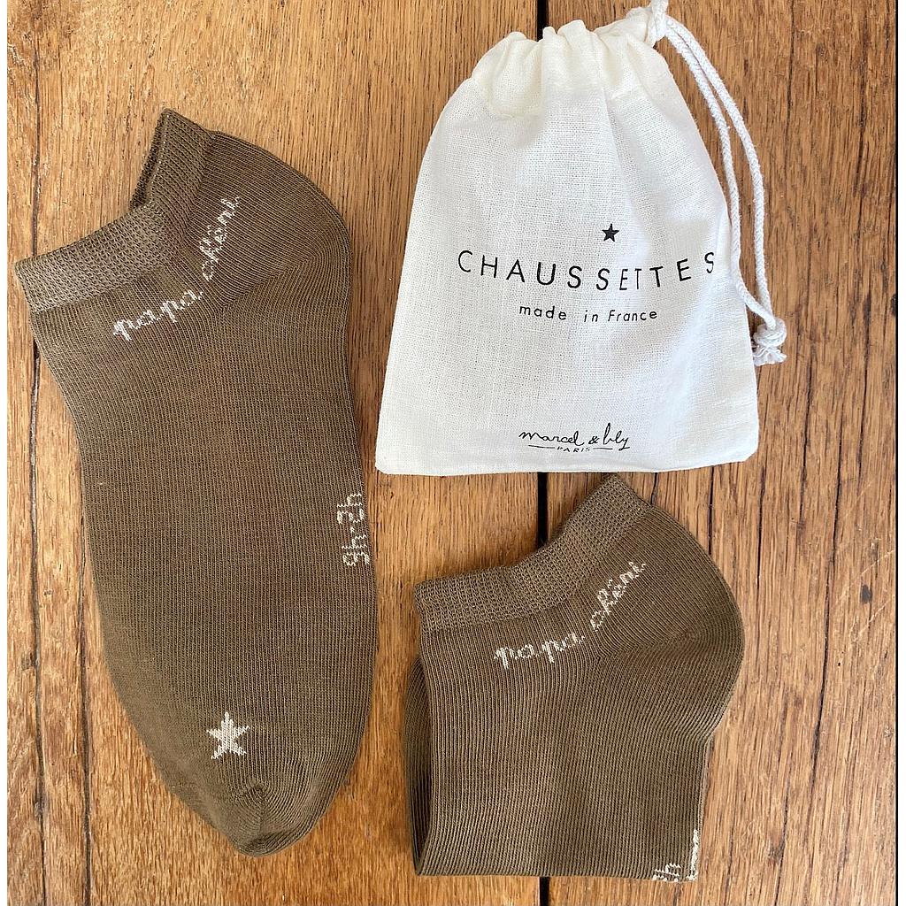 Socquettes  " Papa Chéri" brun