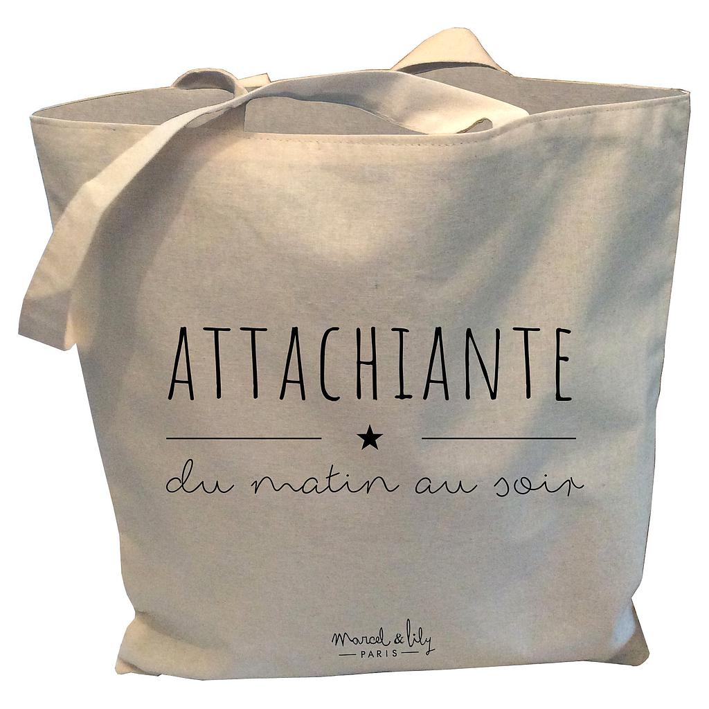Tote-Bag réversible écru "Attachiante du matin au soir"