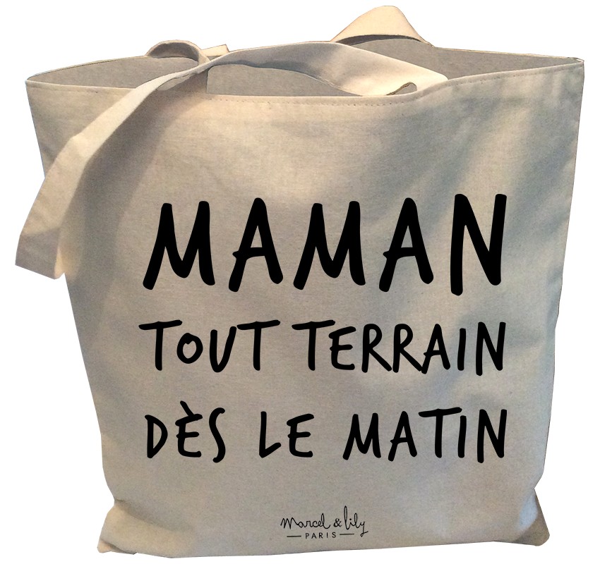 Tote-Bag réversible écru "Maman tout terrain"