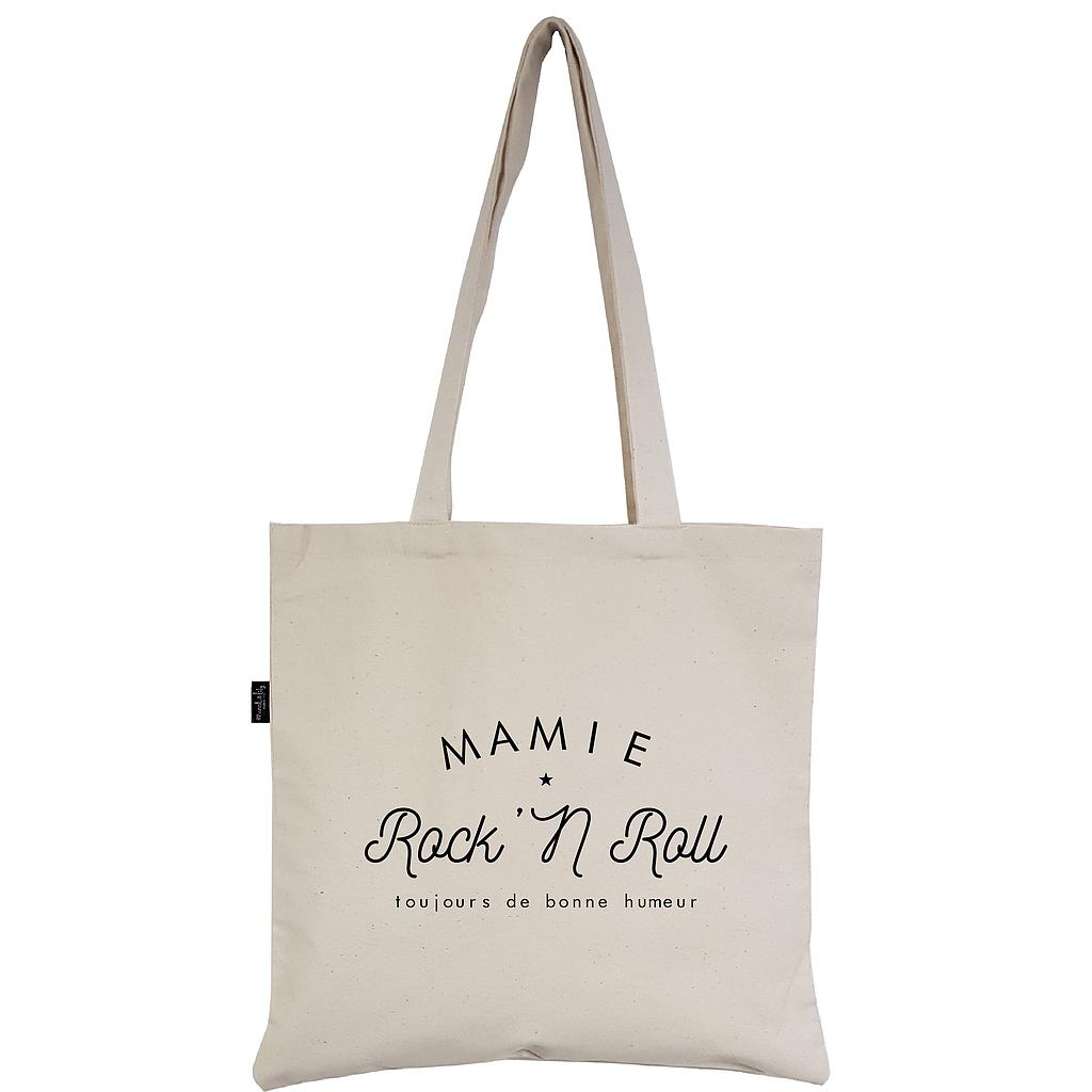 Tote-Bag écru "Mamie Rock'N Roll"