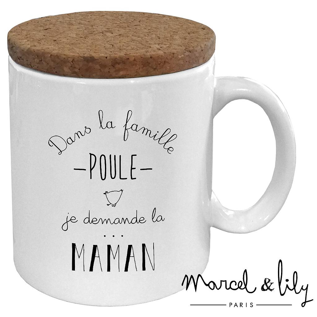 Mug avec son couvercle en liège  "Maman Poule"
