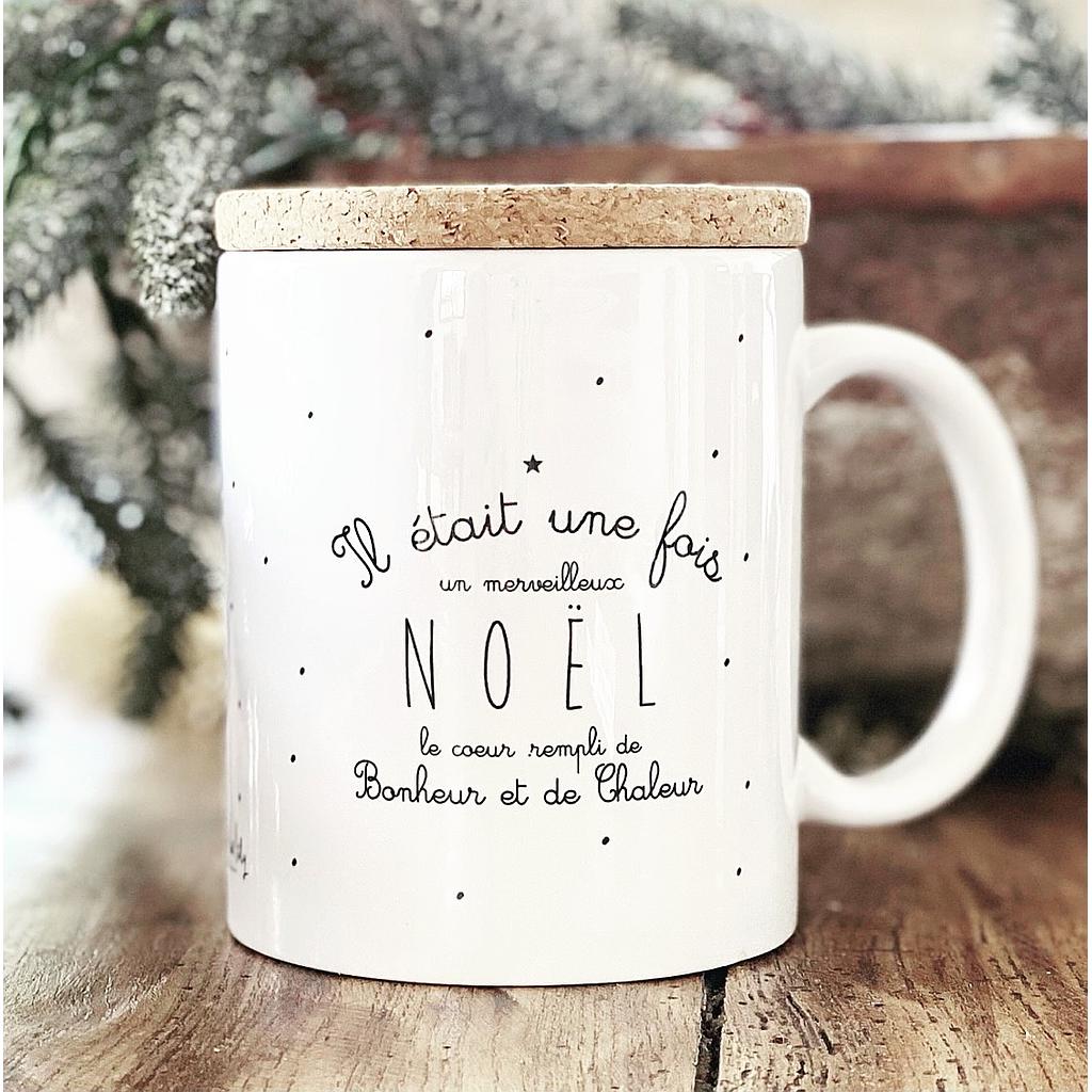 Mug avec son couvercle en liège  "Il était une fois un merveilleux Noel"