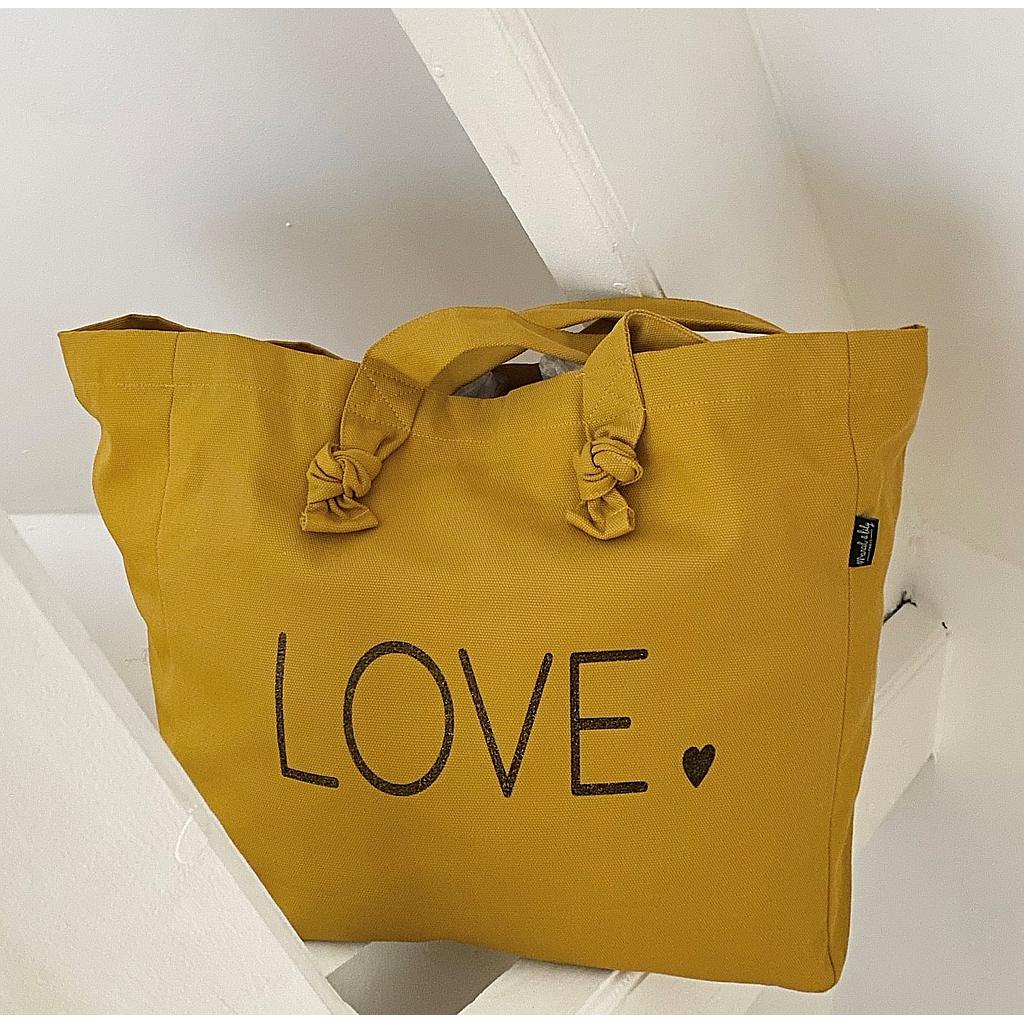 Cabas Lily moutarde "Love"
