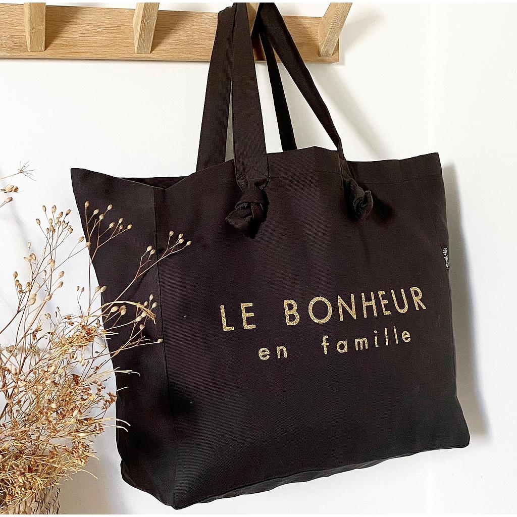 Cabas Lily  noir pepper " Le bonheur en famille"