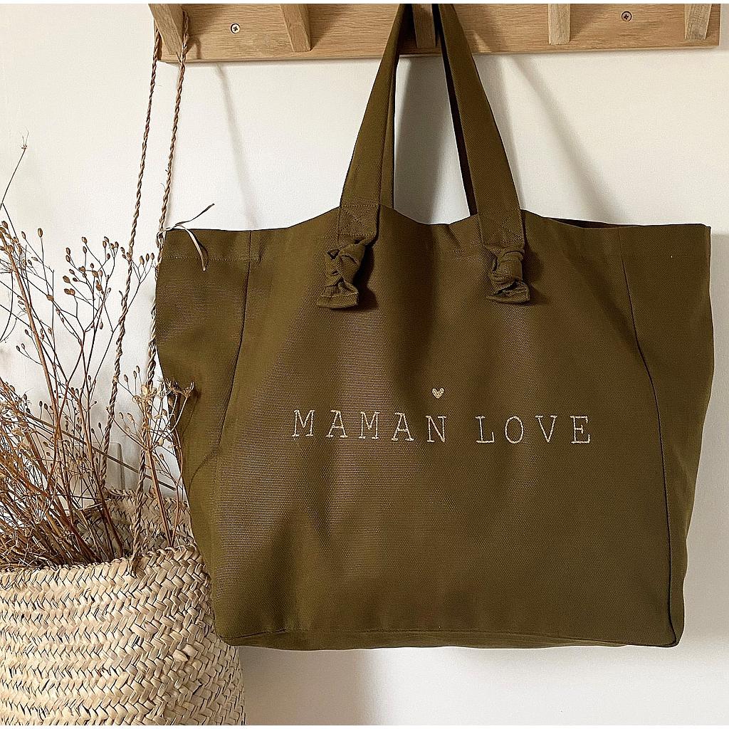 Cabas Lily Kaki "Maman Love"