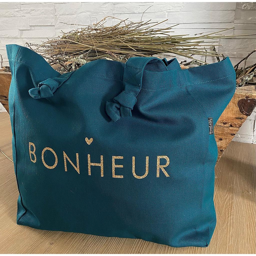 Cabas Lily - bleu paon "Bonheur"
