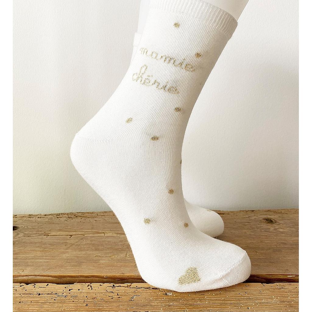 Chaussettes  "Mamie Chérie " Milk/Brillo