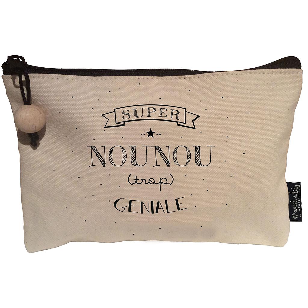 Trousse en coton écru "Super Nounou trop géniale" Série Limitée