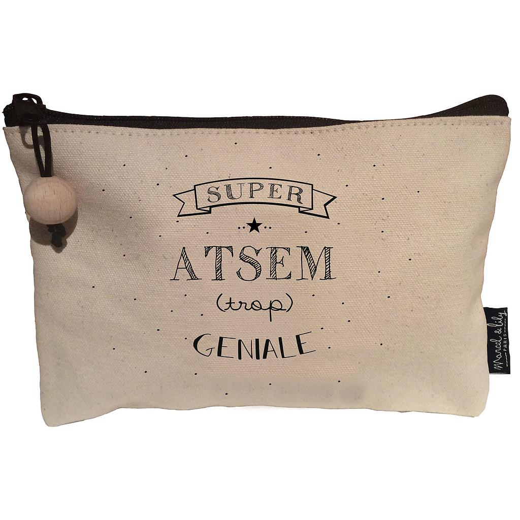 Trousse en coton écru"Super ATSEM trop géniale" Série Limitée
