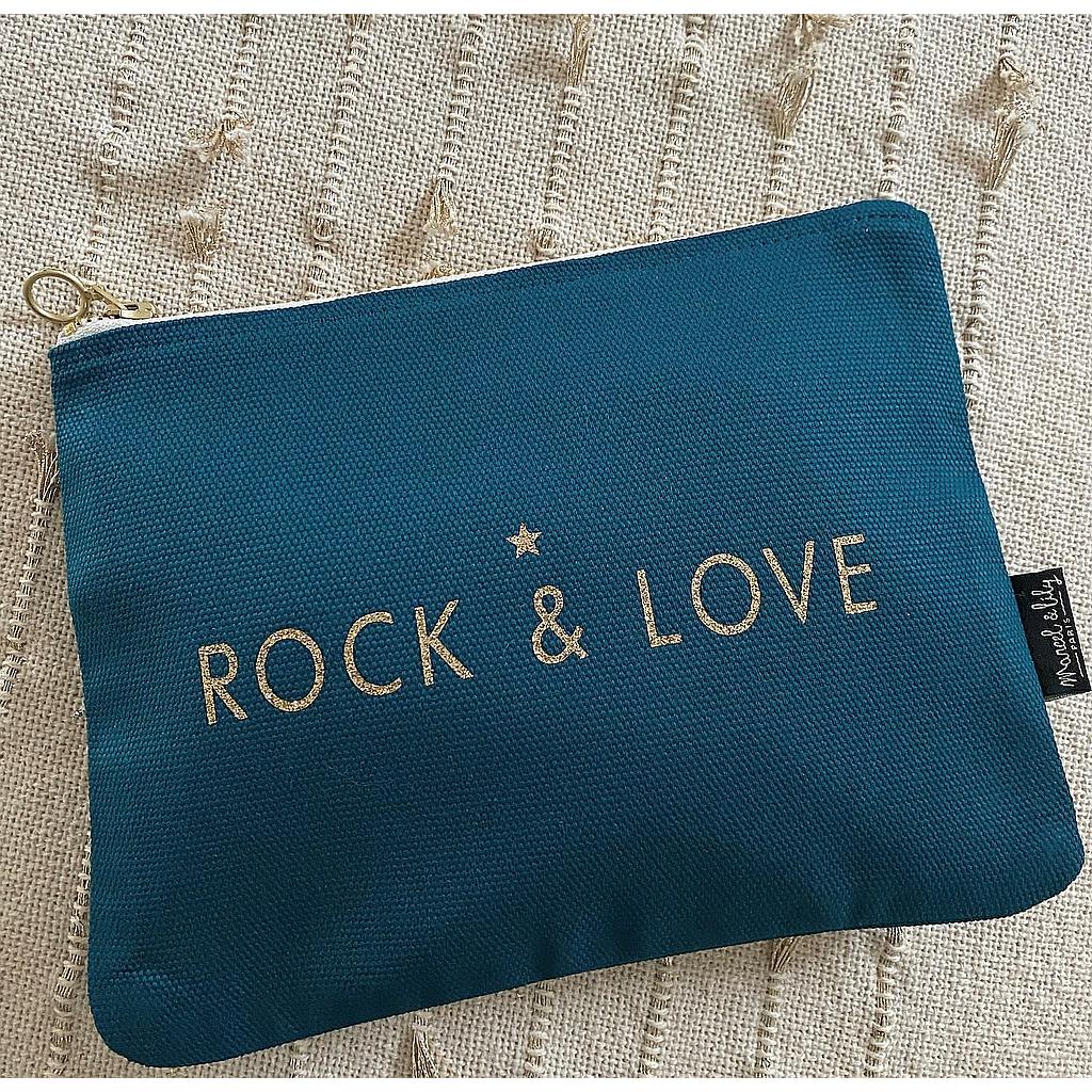 Trousse Bleu Paon "Rock and Love"