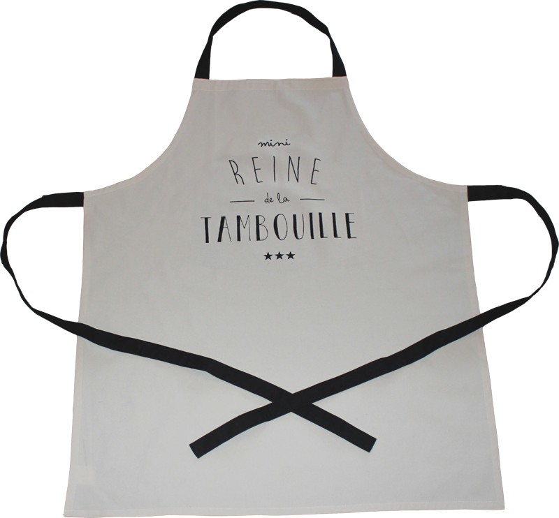 Tablier "Mini Reine de la tambouille" + pochon tissus