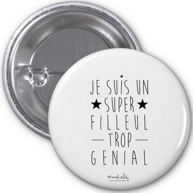 Lot de 5 Badges Je suis un filleul trop génial