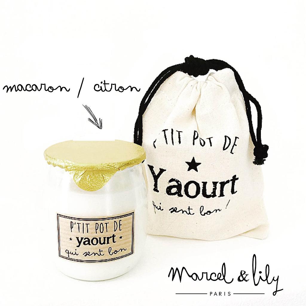 Bougie P'tit pot de yaourt  macaron-citron ( série limitée)