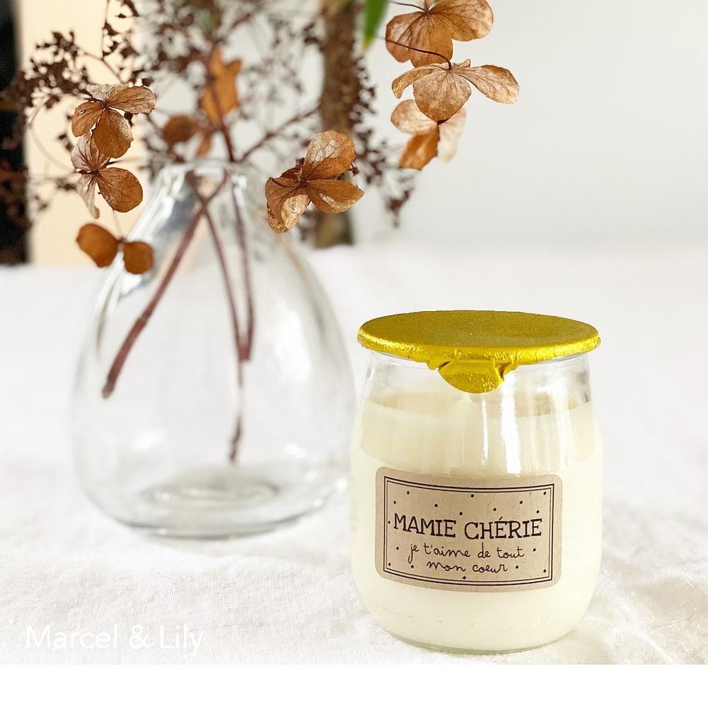 Bougie P'tit pot de yaourt  "Mamie" - Miel