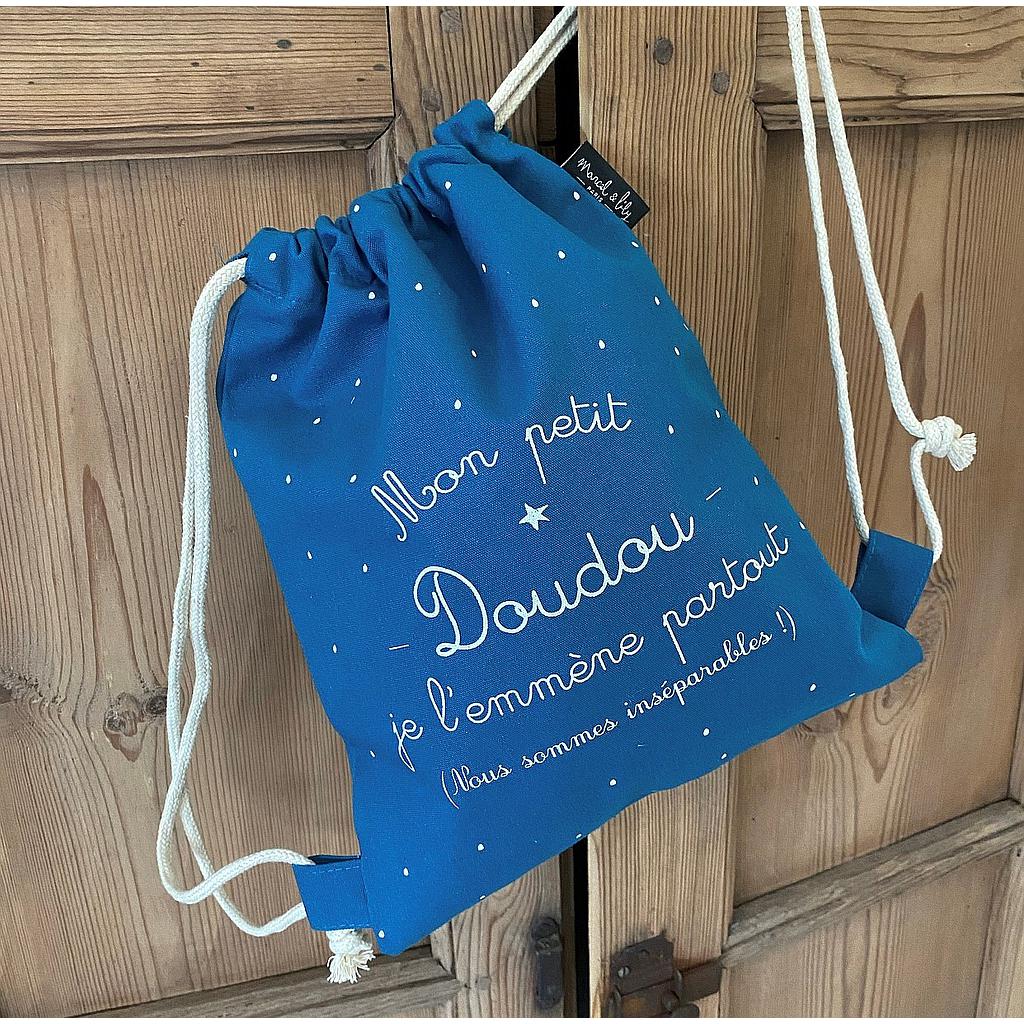 Sac à dos bleu " Mon petit doudou "