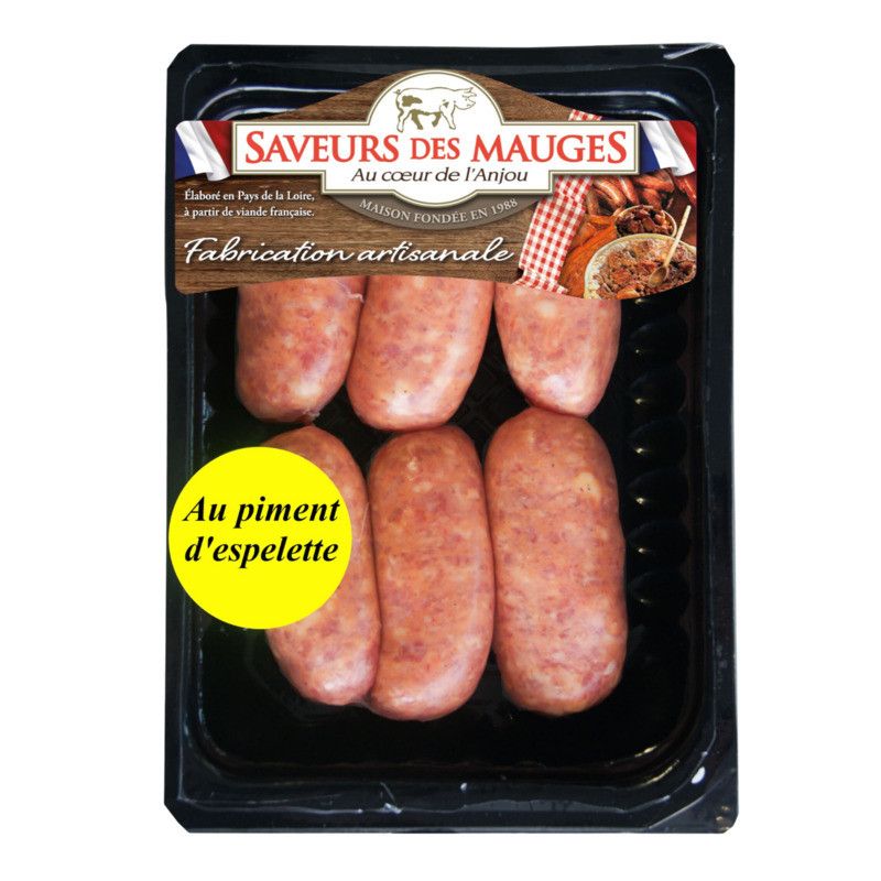 Saucisse artisanale au piment d'Espelette x6 - 300g