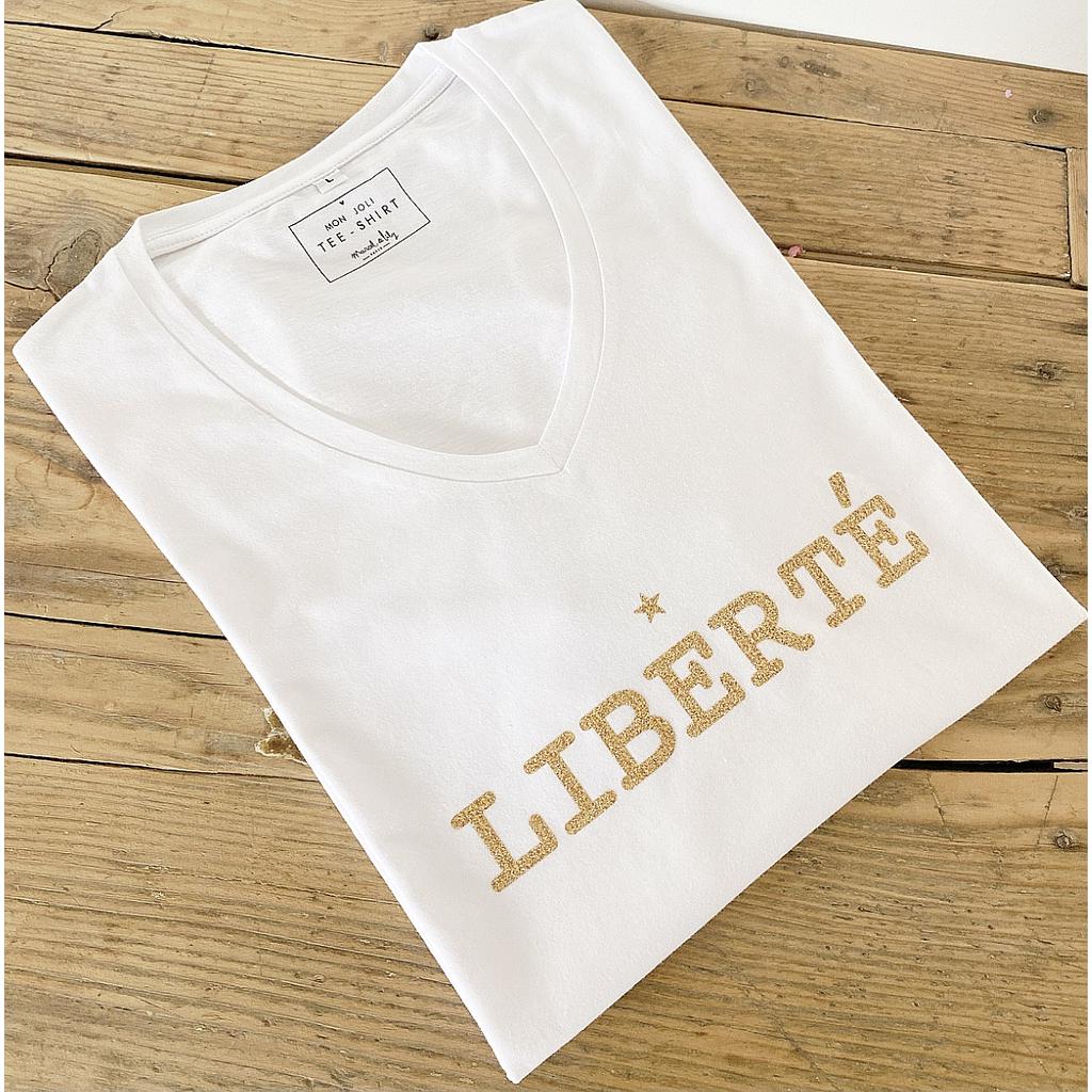 Tee-shirt blanc "Liberté"