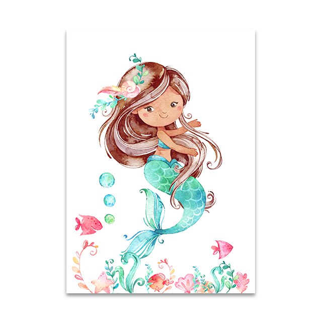 Toile :  Une sirène bleue