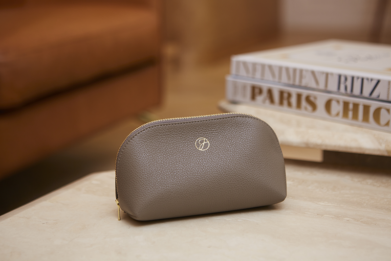 Trousse cuir taupe