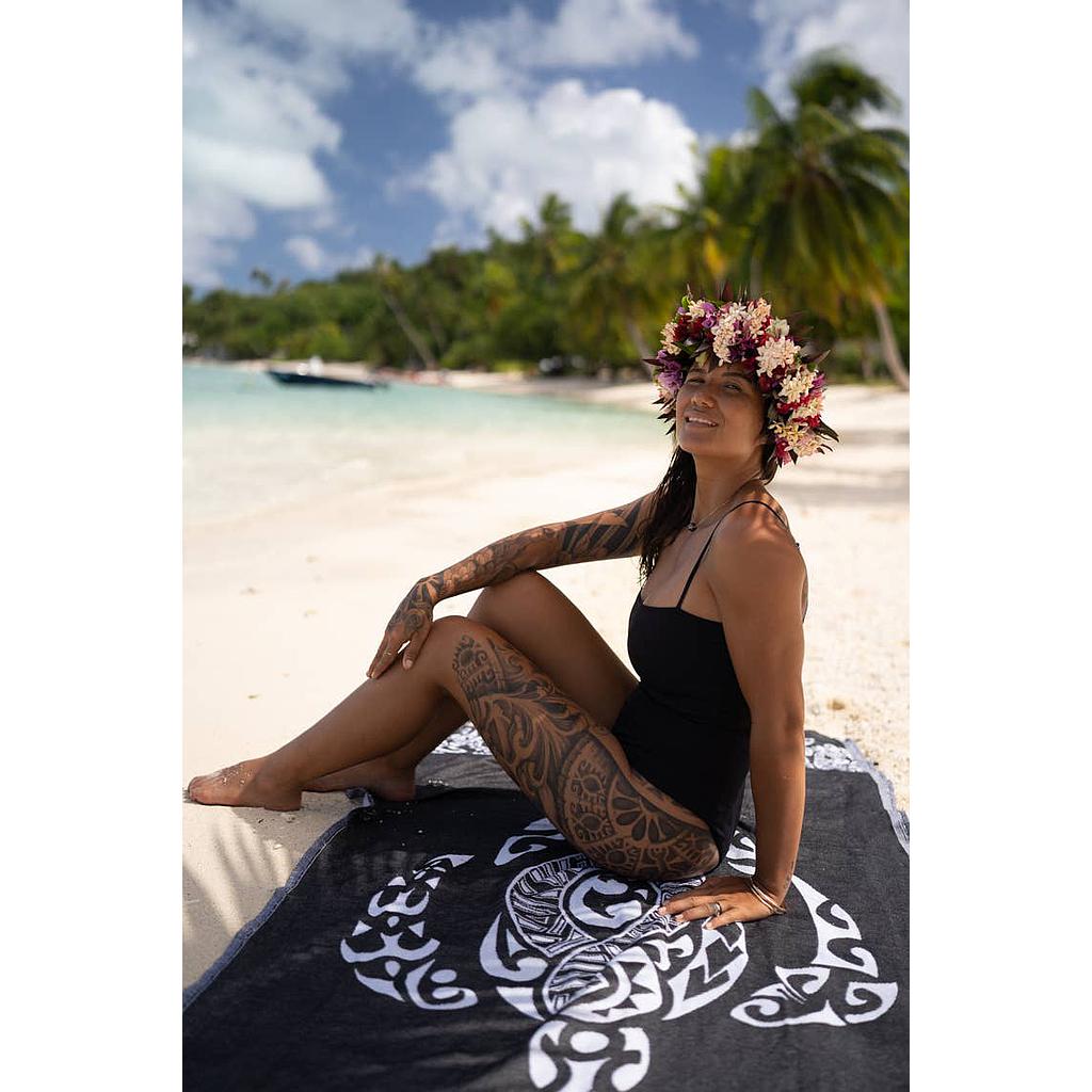 Fouta réversible TURTLE - Noir