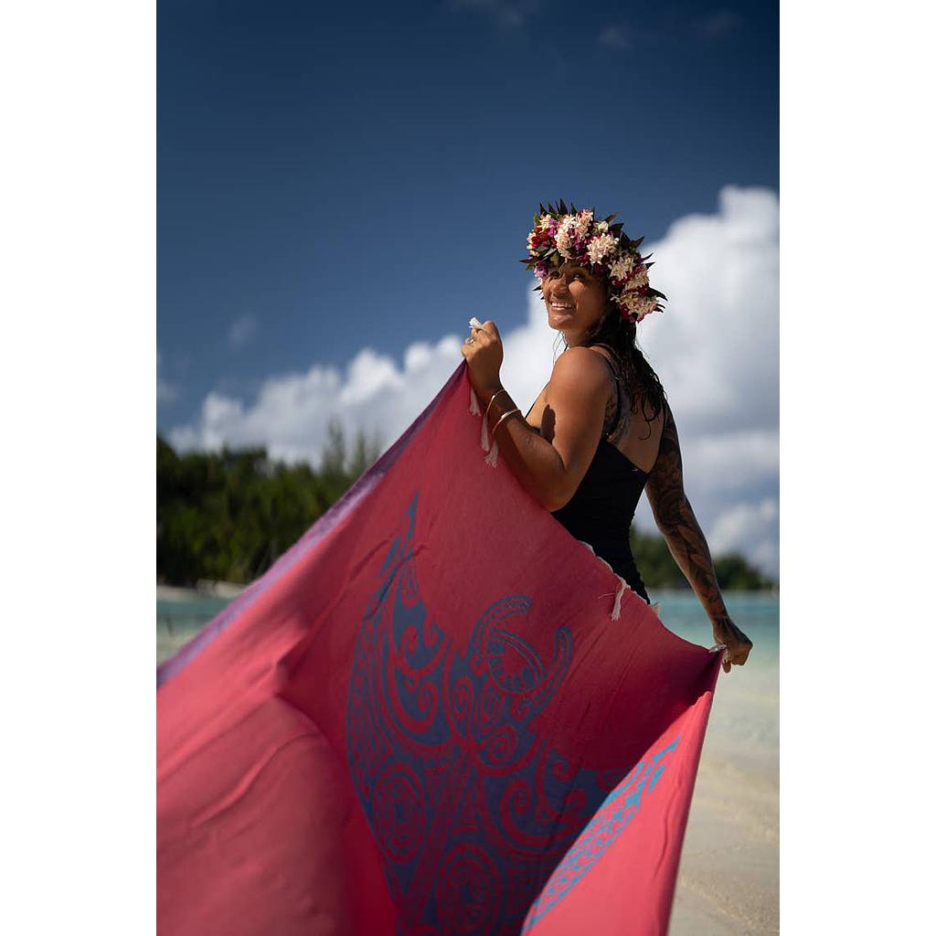 Fouta réversible MANTA RAY - Rose