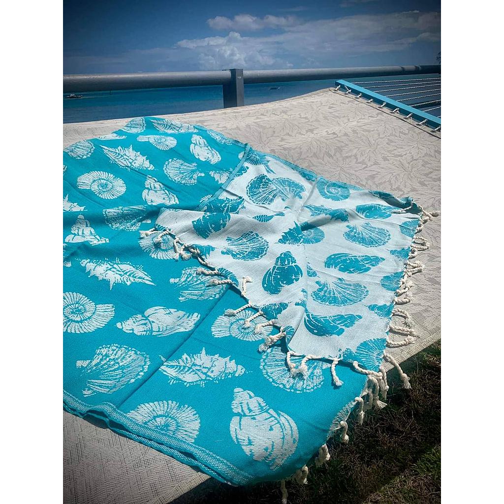 Fouta réversible SHELLS - bleu
