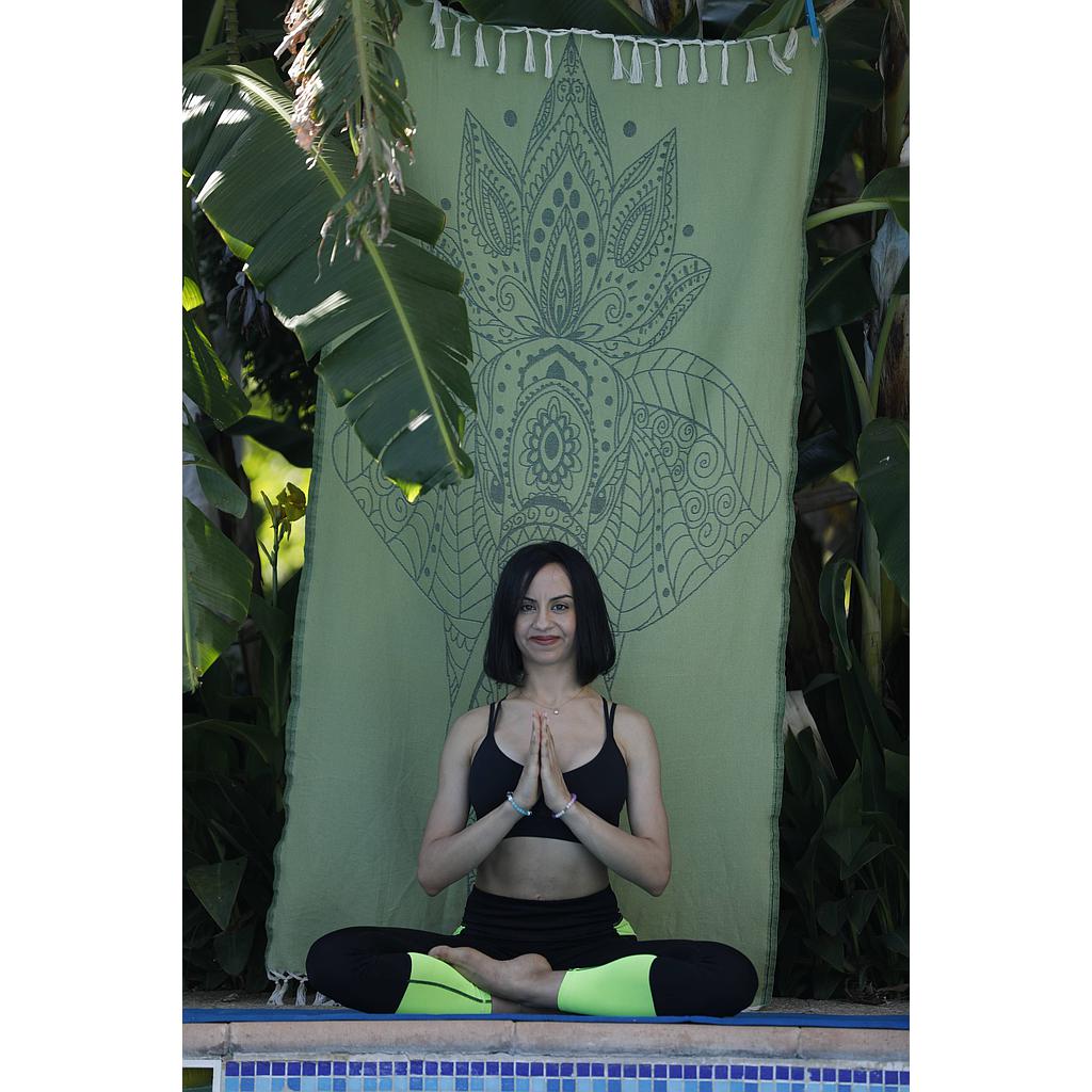 Fouta réversible SACRED TEMPLE - Vert