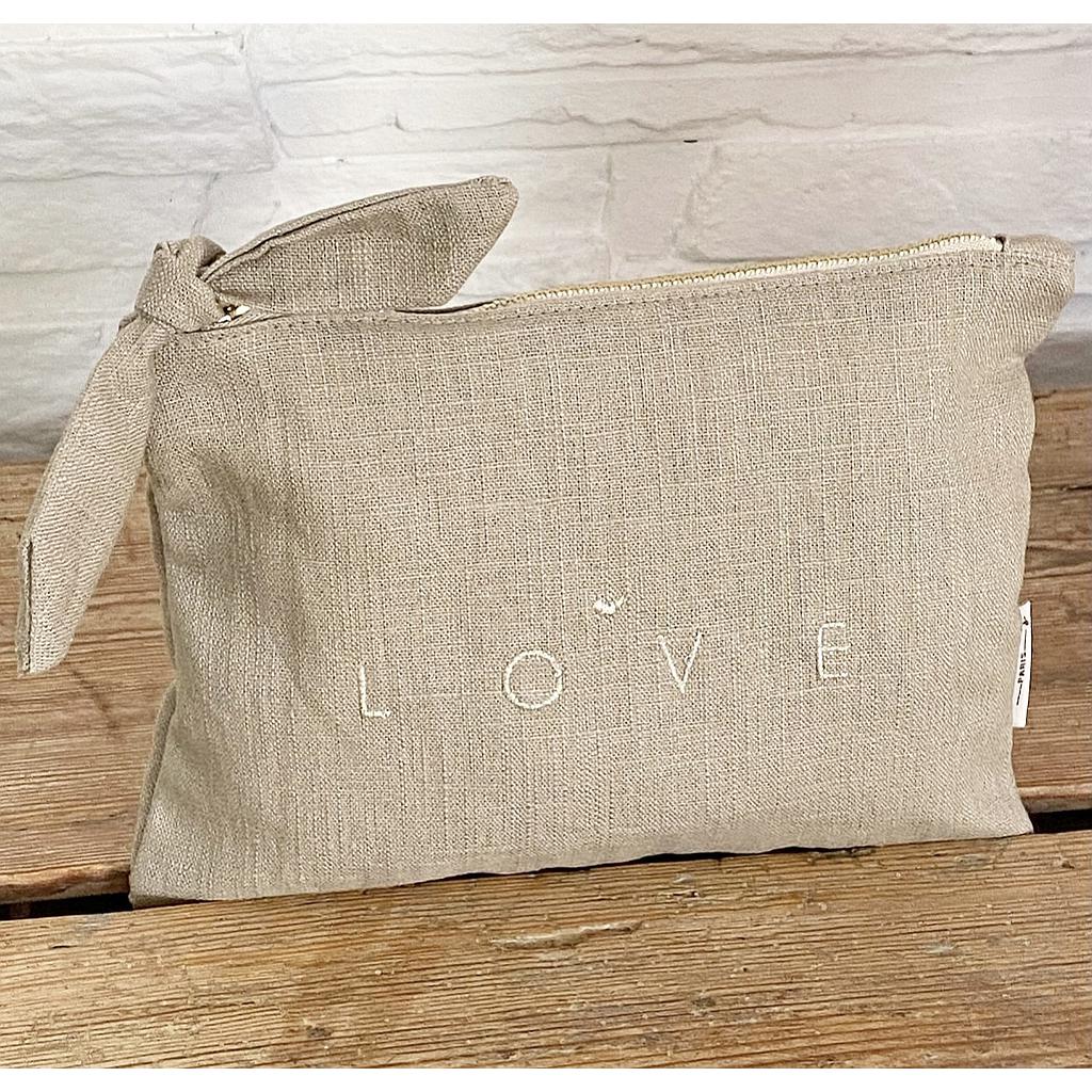 Pochette en lin - gazelle "Love"