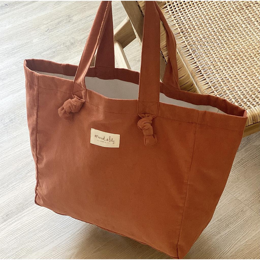 Cabas velours - rouille